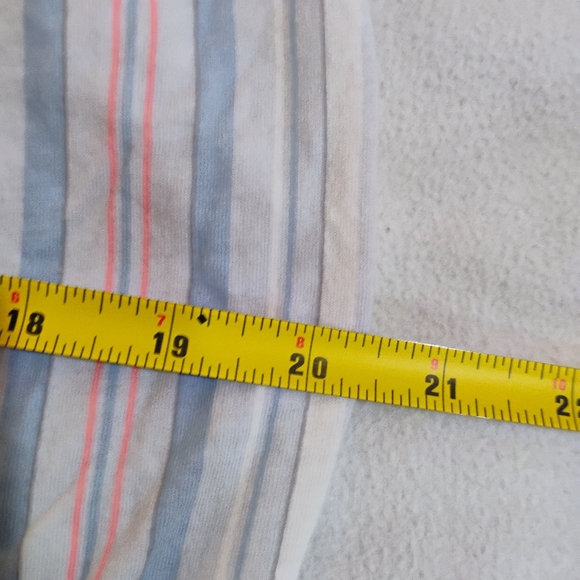 Women's White Striped Cotton Cropped Pajama Pants with Pink & Light Blue Stripes - Picture 8 of 10